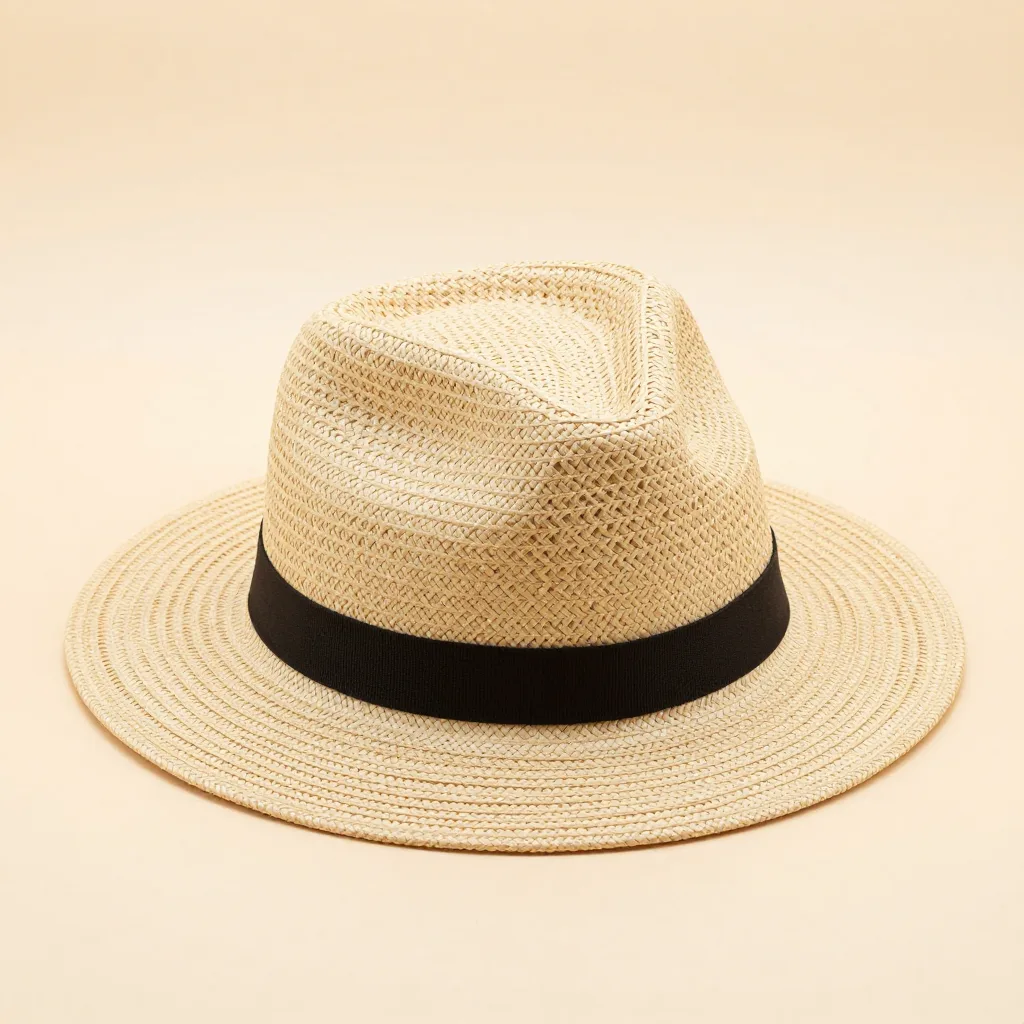 A medium-weave toquilla hat on a light background