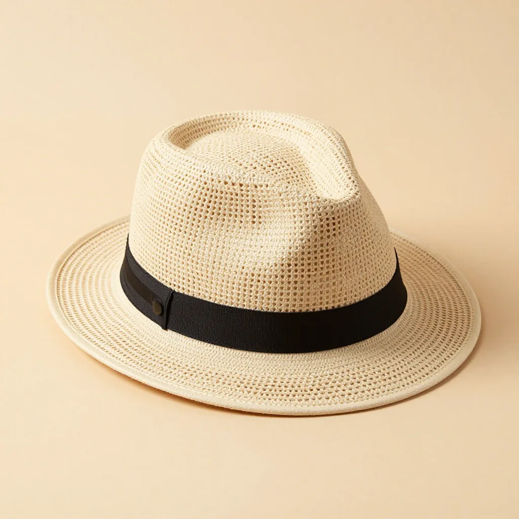A toquilla fedora hat on a light background