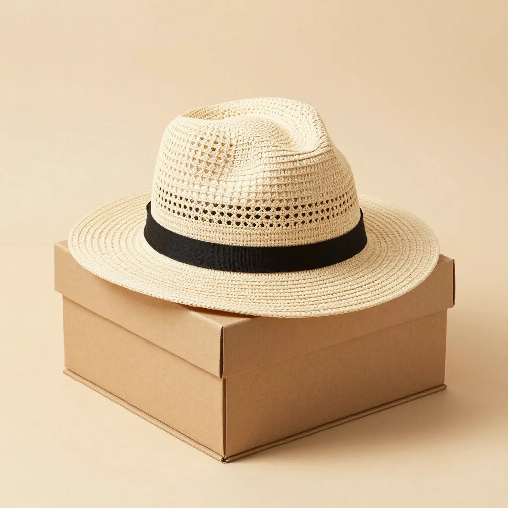 A toquilla hat gift box on a light background